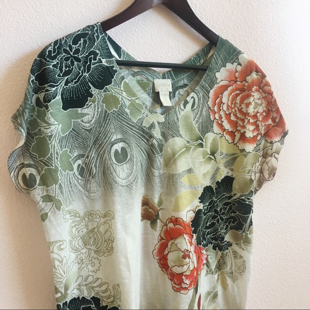 Chico’s v-neck tee with floral print - Picture 2 of 6